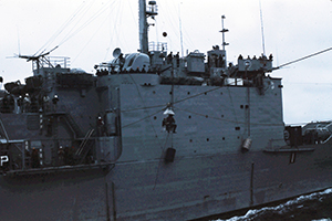 High-line personal transfer at Sea